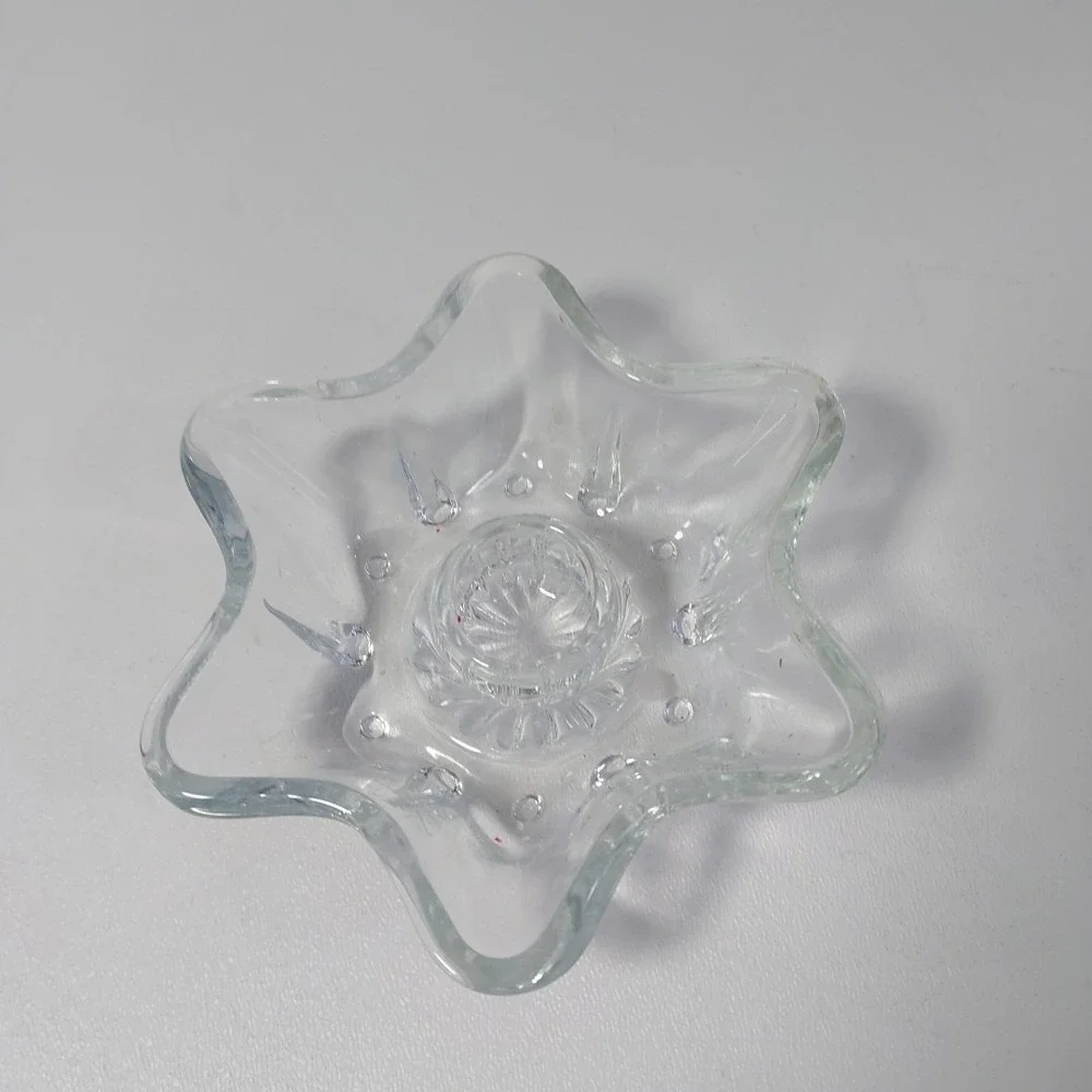 Vintage‎ Anchor Hocking 6 Point Shape Clear Glass Candlestick Holder